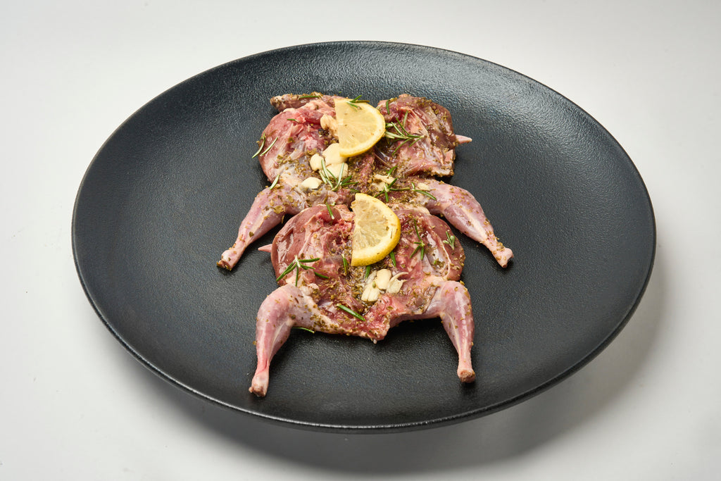 Whole butterflied quails